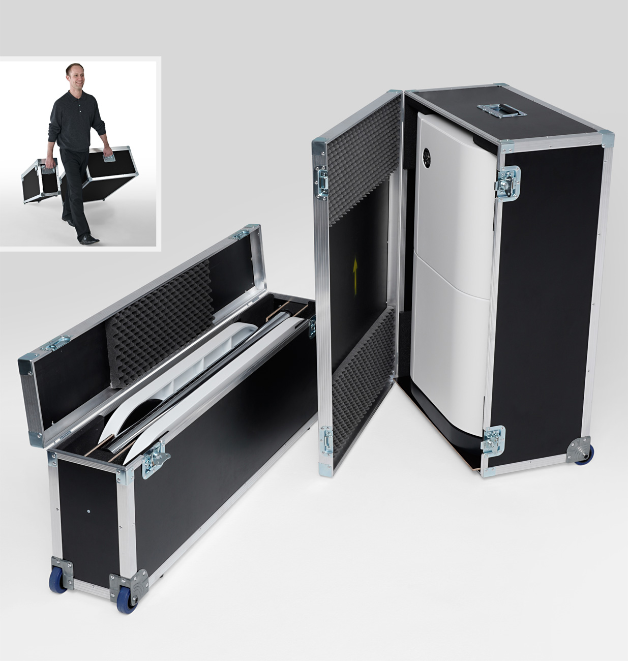 Transport cases for trade fair counter